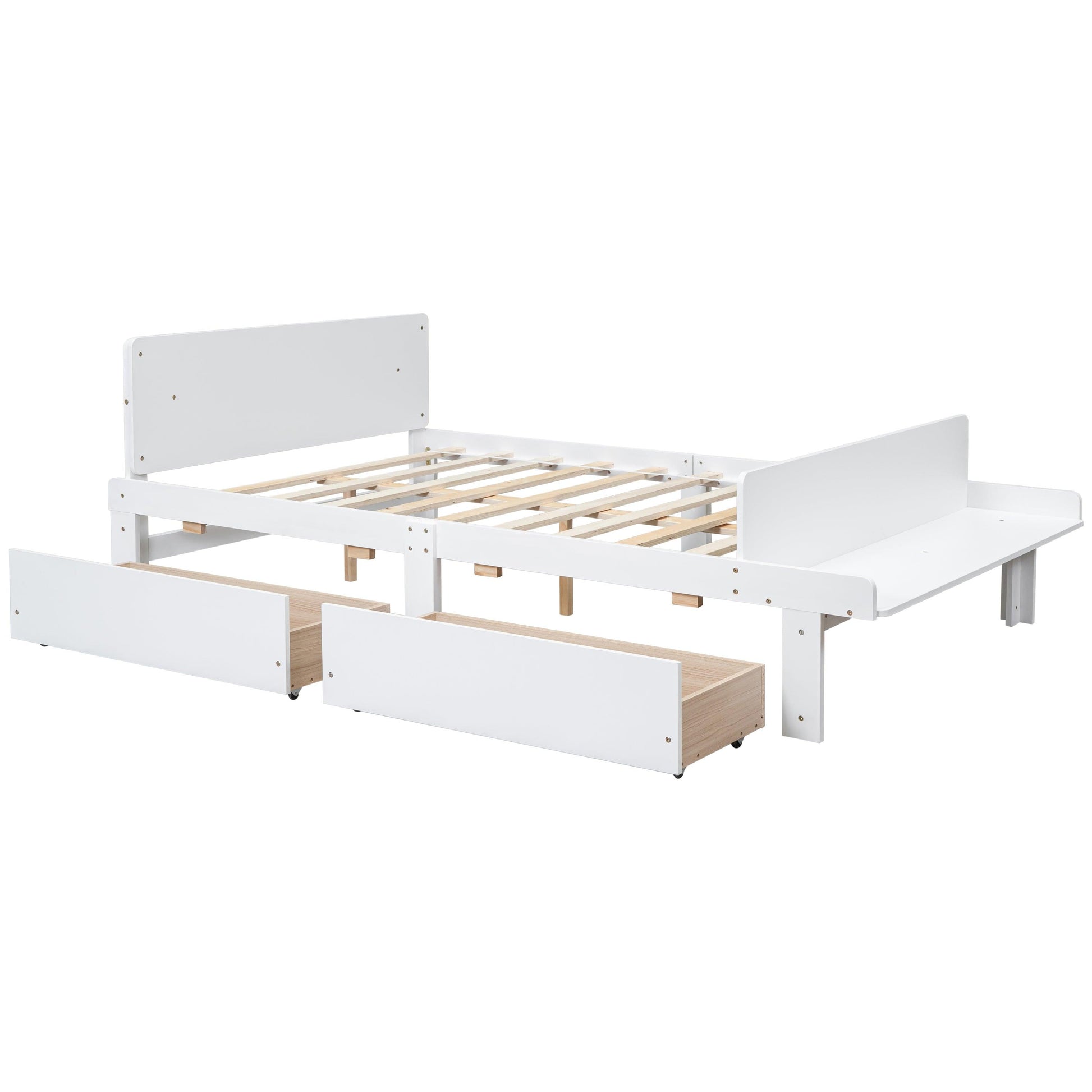 Full Bed with Footboard Bench 2 drawers White - FurniFindUSA