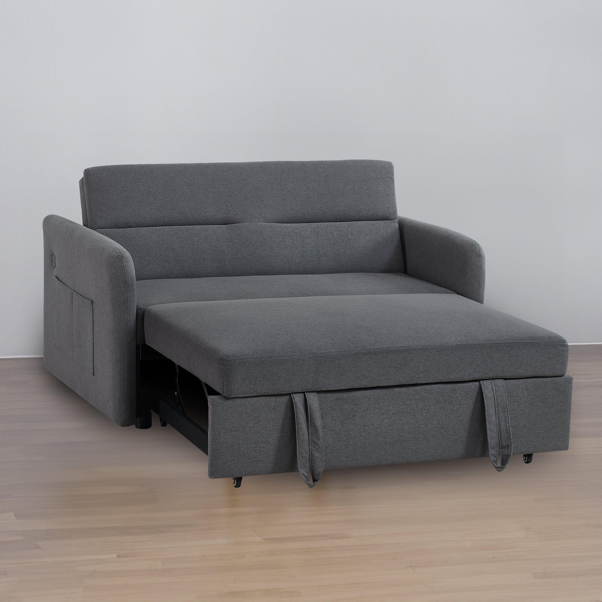 Twins Sofa Bed Grey Fabric - FurniFindUSA