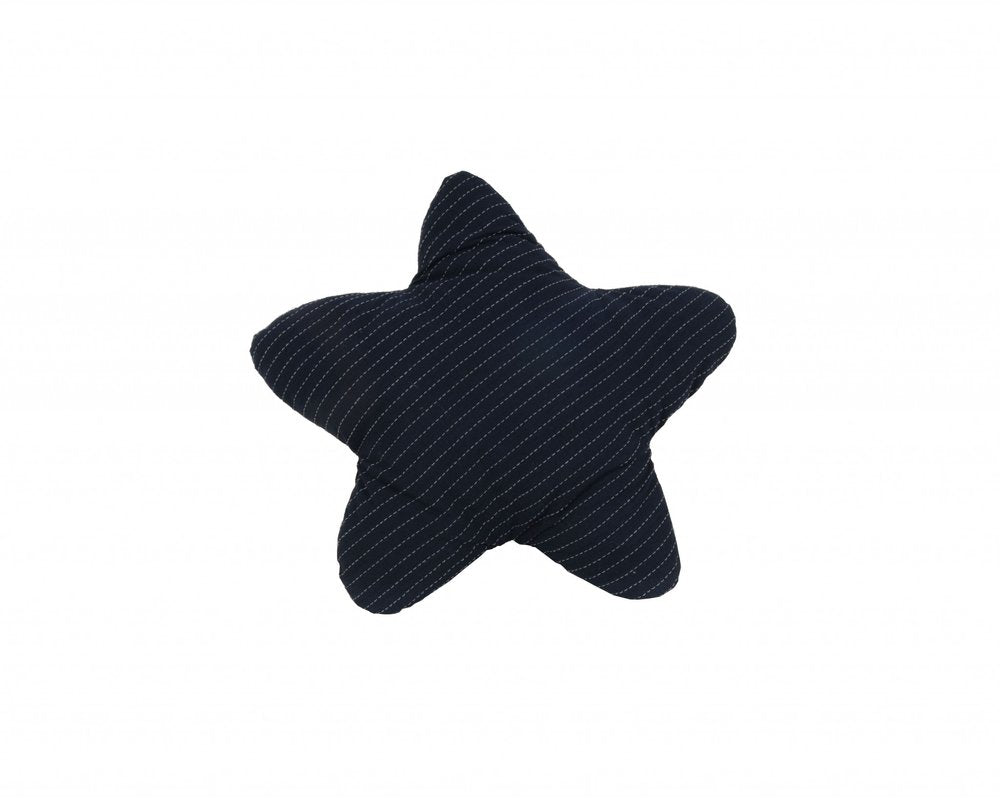 12" X 12" Blue and White Star Linen Throw Pillow — view 2