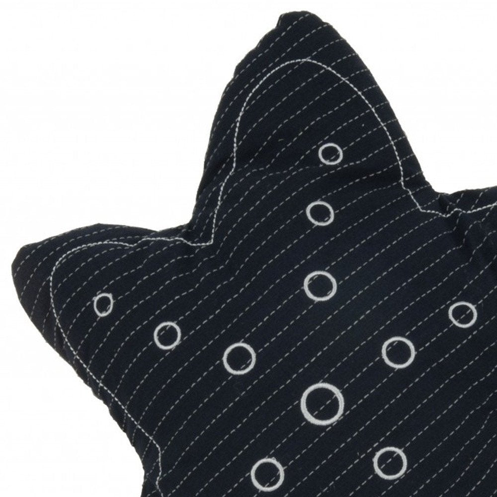 12" X 12" Blue and White Star Linen Throw Pillow — view 3