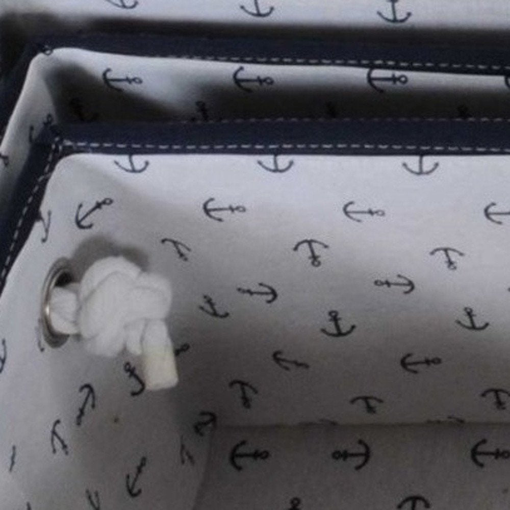 13.5" X 17" X 22.5" Blue Fabric Basket With Bow  Decoration Set Of 5 HomeRoots