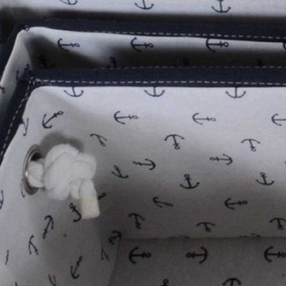 13.5" X 17" X 22.5" Blue Fabric Basket With Bow  Decoration Set Of 5 HomeRoots