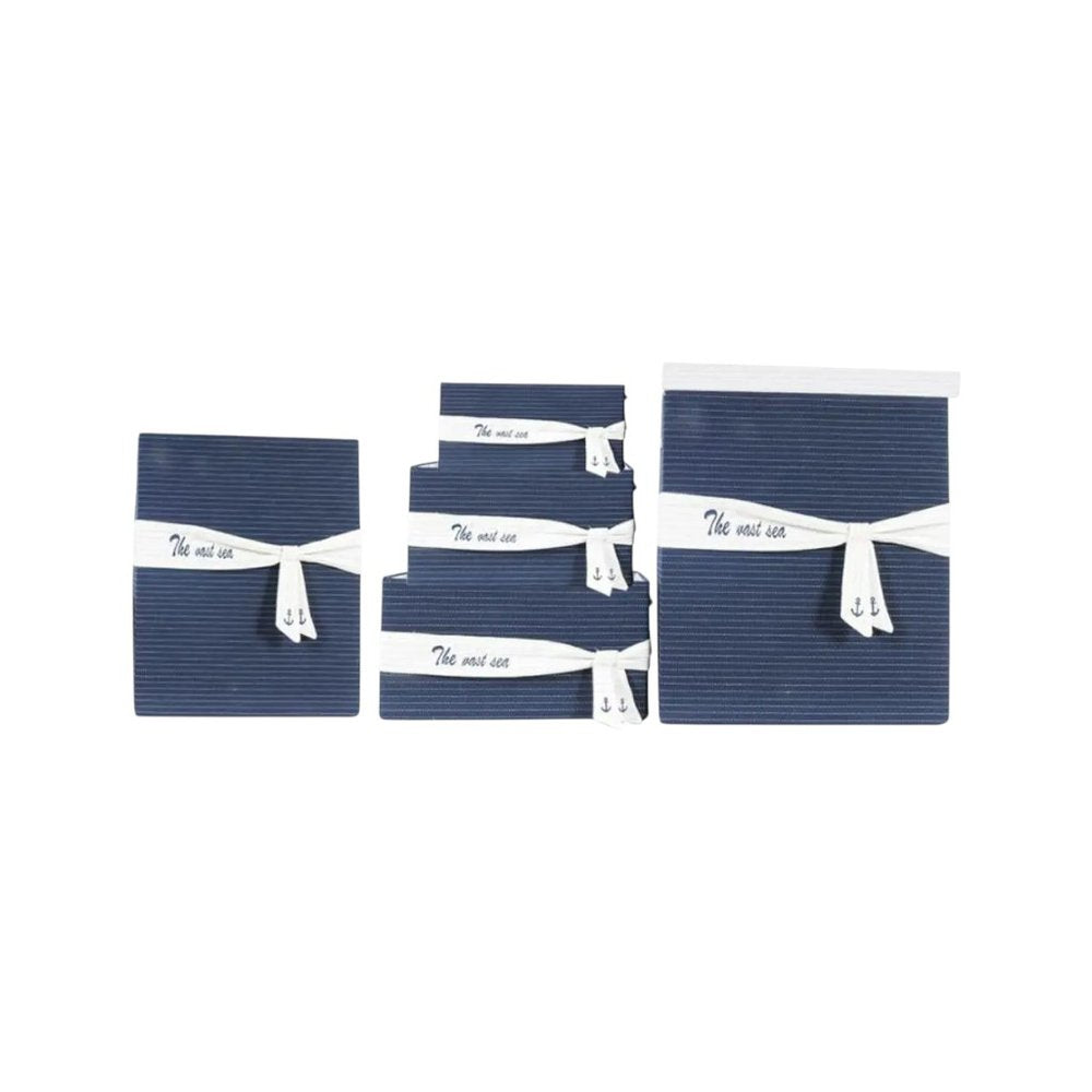 13.5" X 17" X 22.5" Blue Fabric Basket With Bow  Decoration Set Of 5 HomeRoots