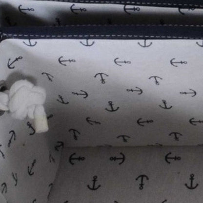 13.5" X 17" X 22.5" Blue Fabric Basket With Bow  Decoration Set Of 5 HomeRoots