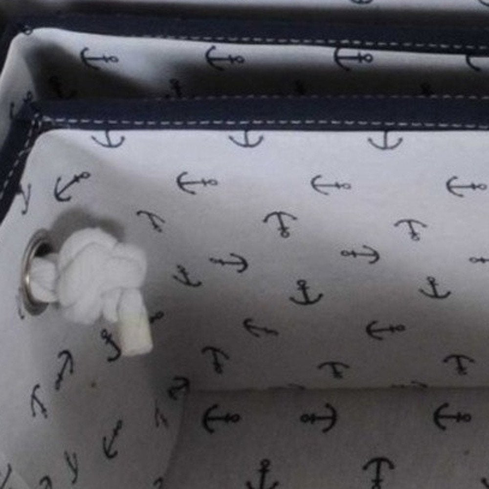 13.5" X 17" X 22.5" Blue Fabric Basket With Bow  Decoration Set Of 5 HomeRoots