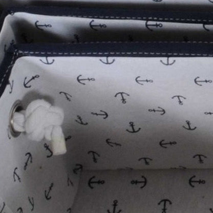 13.5" X 17" X 22.5" Blue Fabric Basket With Bow  Decoration Set Of 5 HomeRoots