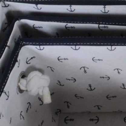 13.5" X 17" X 22.5" Blue Fabric Basket With Bow  Decoration Set Of 5 HomeRoots