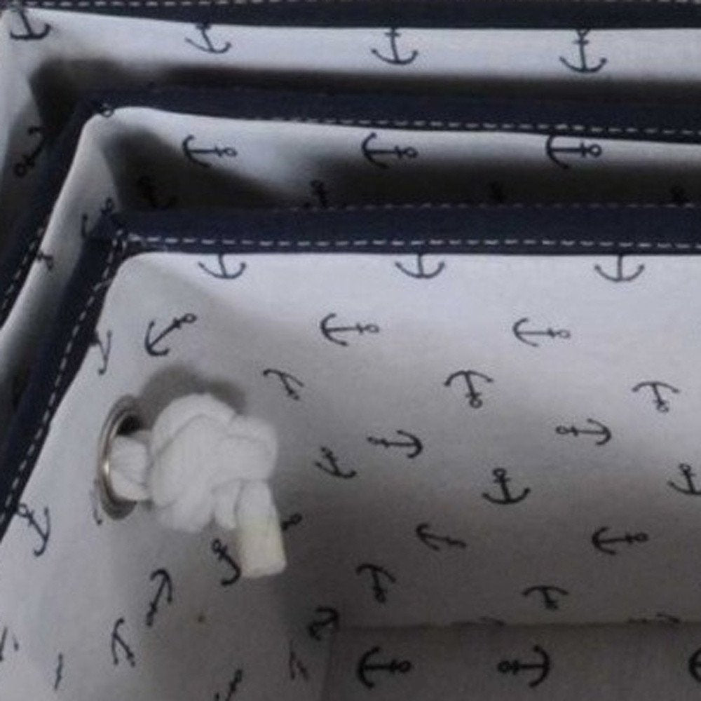 13.5" X 17" X 22.5" Blue Fabric Basket With Bow  Decoration Set Of 5 HomeRoots