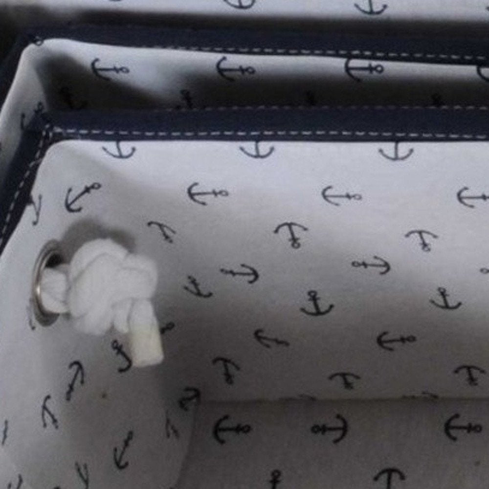 13.5" X 17" X 22.5" Blue Fabric Basket With Bow  Decoration Set Of 5 HomeRoots