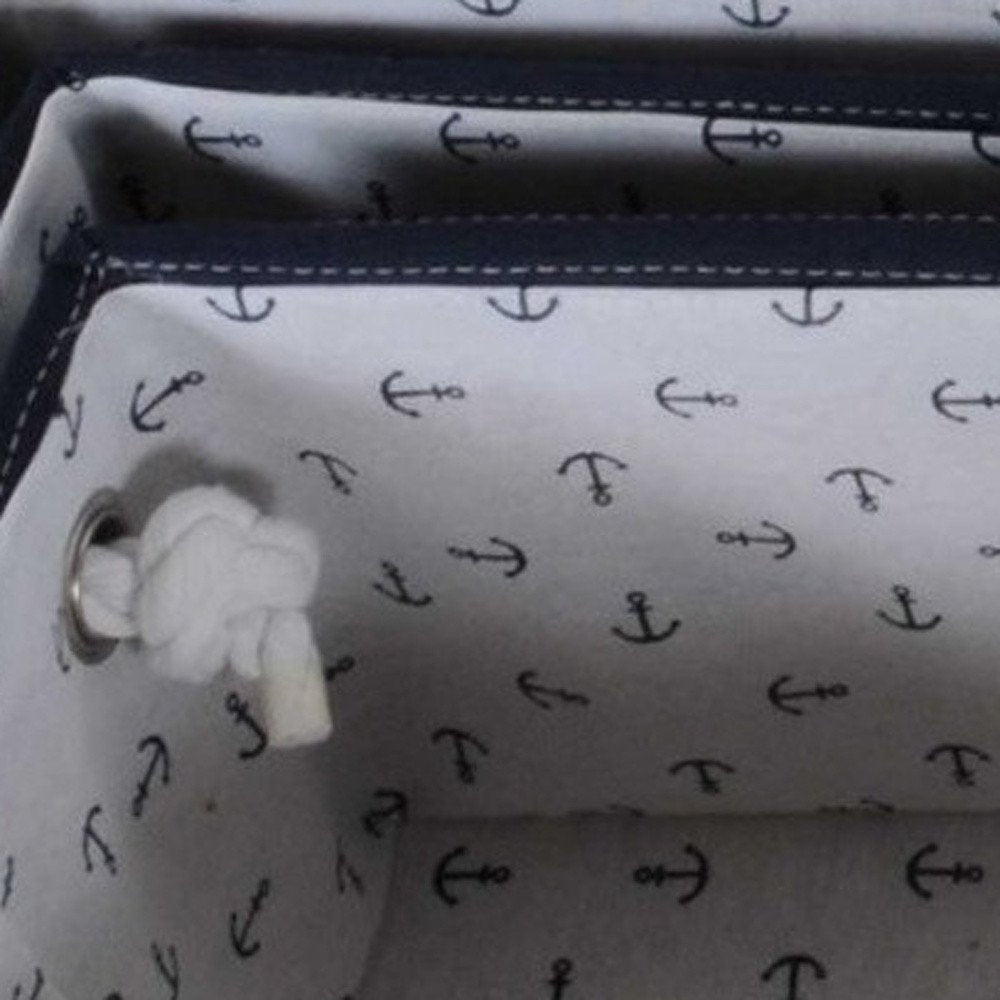 13.5" X 17" X 22.5" Blue Fabric Basket With Bow  Decoration Set Of 5 HomeRoots