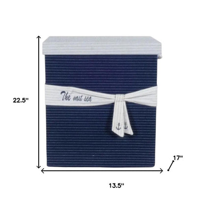 13.5" X 17" X 22.5" Blue Fabric Basket With Bow  Decoration Set Of 5 HomeRoots