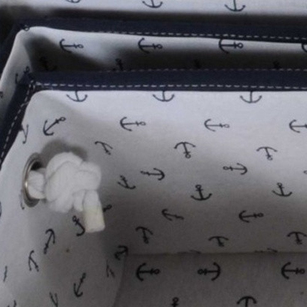 13.5" X 17" X 22.5" Blue Fabric Basket With Bow  Decoration Set Of 5 HomeRoots