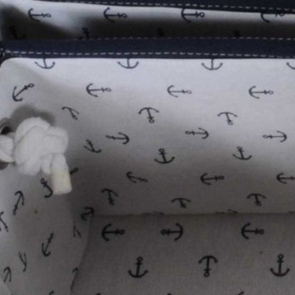 13.5" X 17" X 22.5" Blue Fabric Basket With Bow  Decoration Set Of 5 HomeRoots