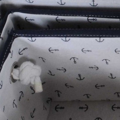 13.5" X 17" X 22.5" Blue Fabric Basket With Bow  Decoration Set Of 5 HomeRoots