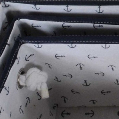 13.5" X 17" X 22.5" Blue Fabric Basket With Bow  Decoration Set Of 5 HomeRoots