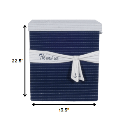 13.5" X 17" X 22.5" Blue Fabric Basket With Bow  Decoration Set Of 5 HomeRoots