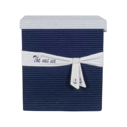 13.5" X 17" X 22.5" Blue Fabric Basket With Bow  Decoration Set Of 5 HomeRoots