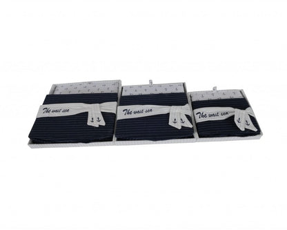 Set of Three Blue And White Fabric Organizing Box With Lid HomeRoots