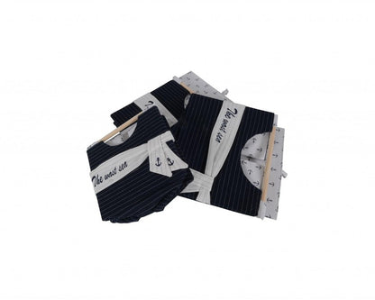 Set of Three Blue Fabric HomeRoots