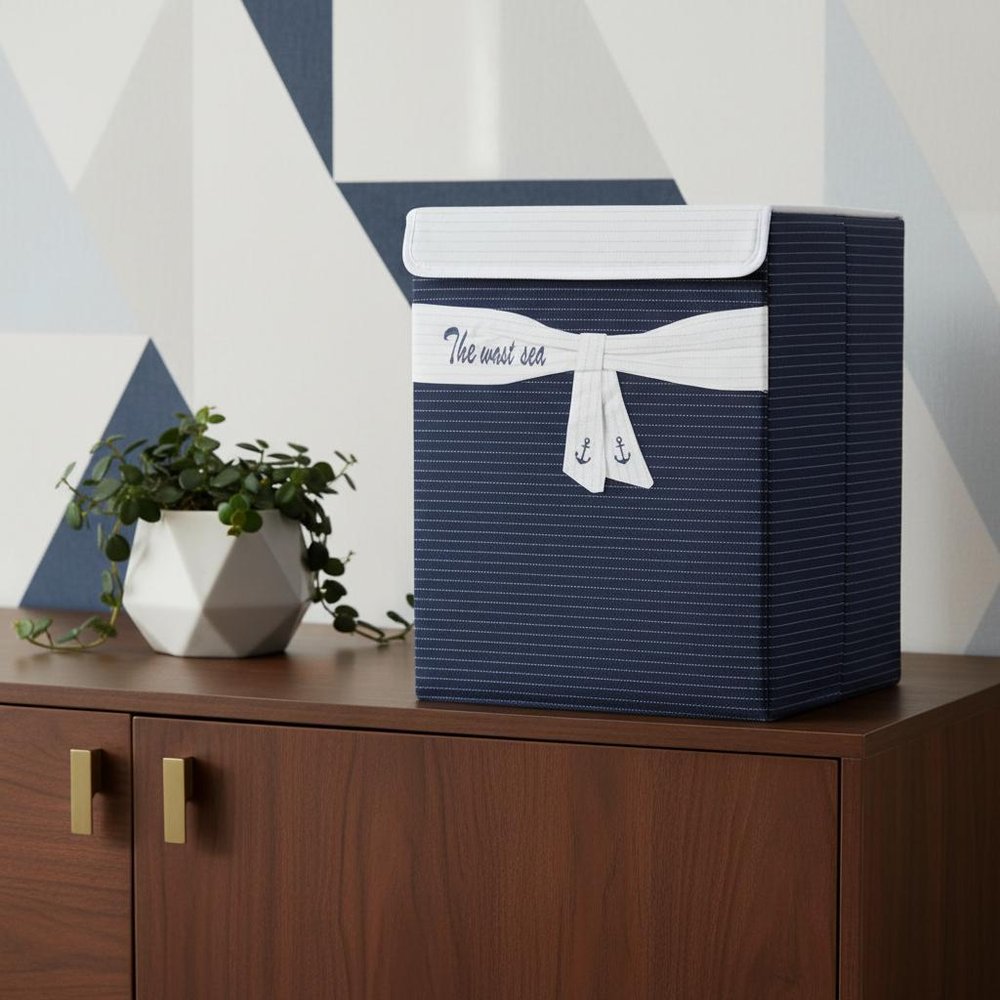 12" Blue Fabric Basket HomeRoots