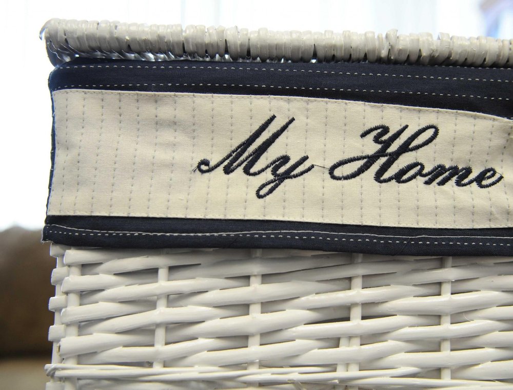 Set of Five Blue And White Rattan Basket HomeRoots