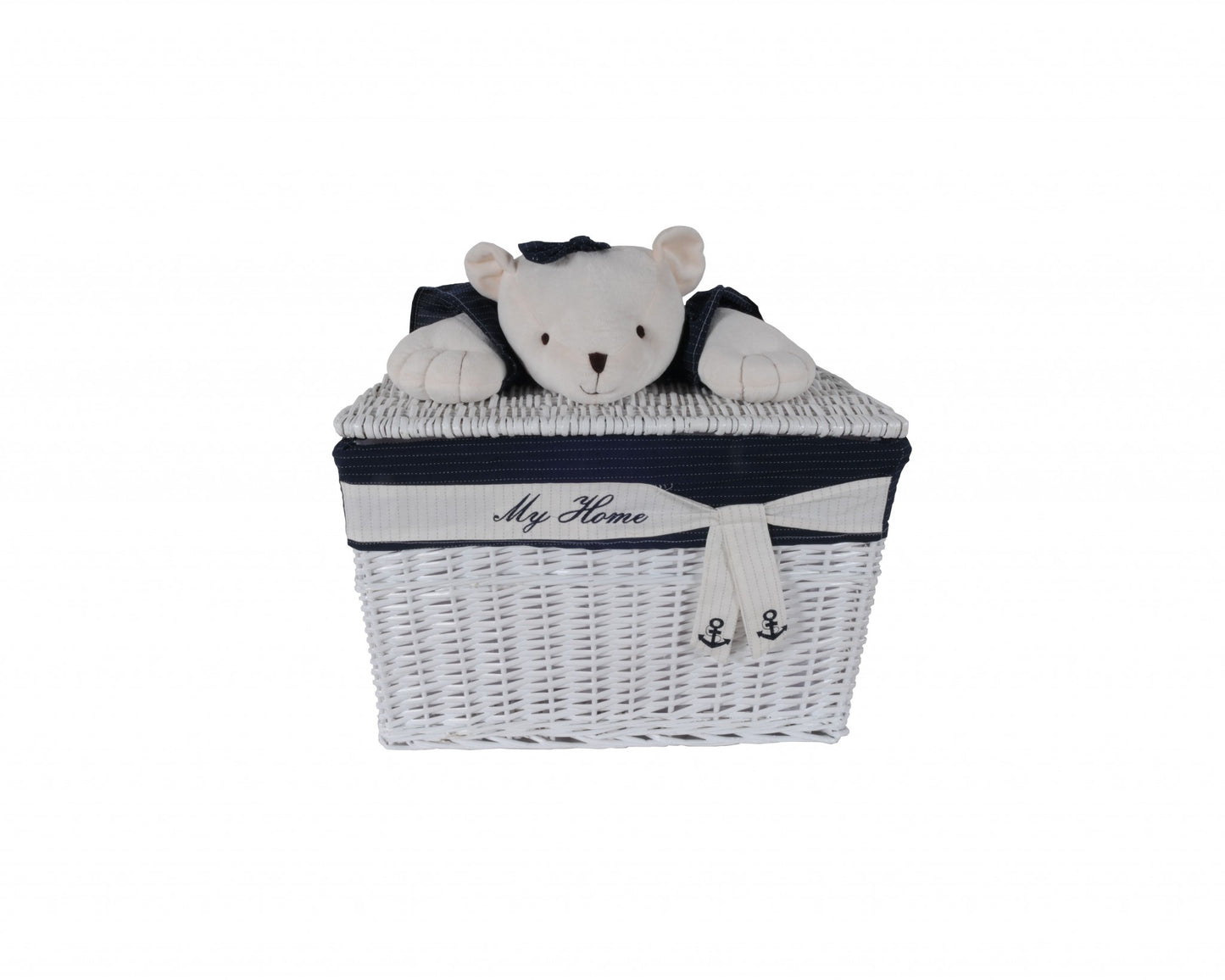 15.5" X 23.5" X 22" White blue rectangular bear Design Basket Set Of 5