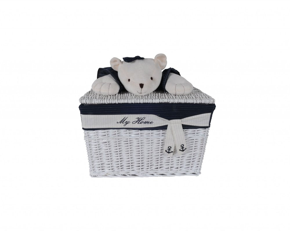 Set of Five Blue And White Rattan Basket HomeRoots