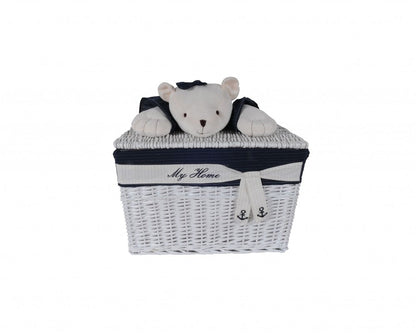 Set of Five Blue And White Rattan Basket HomeRoots