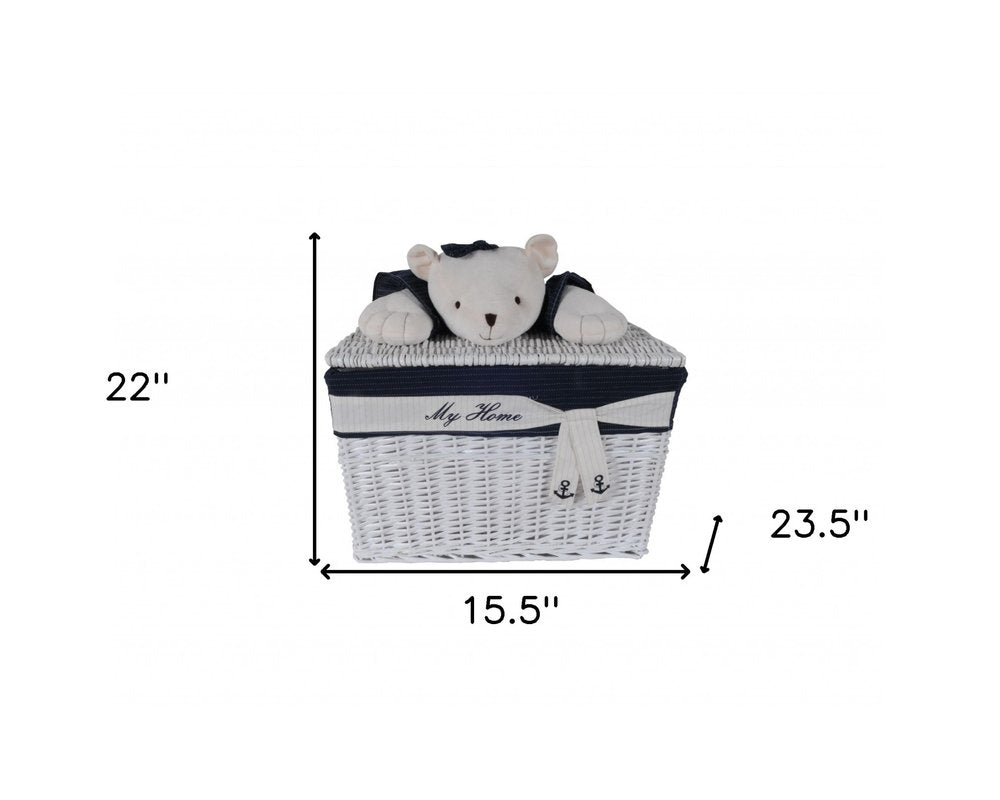 Set of Five Blue And White Rattan Basket HomeRoots