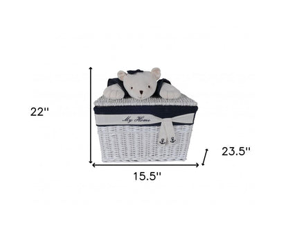 Set of Five Blue And White Rattan Basket HomeRoots