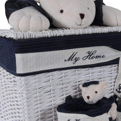 Set of Five Blue And White Rattan Basket HomeRoots