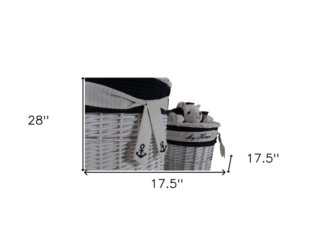 Set of Four Blue And White Rattan Basket HomeRoots