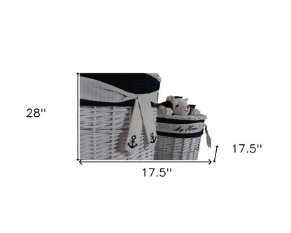 Set of Four Blue And White Rattan Basket HomeRoots