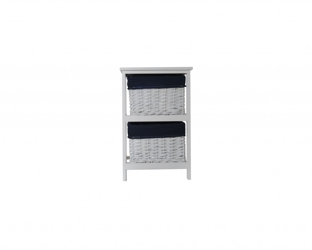 12.5" X 16" X 25" White Blue  Portable 2 Drawers HomeRoots