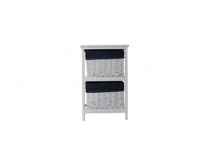 12.5" X 16" X 25" White Blue  Portable 2 Drawers HomeRoots