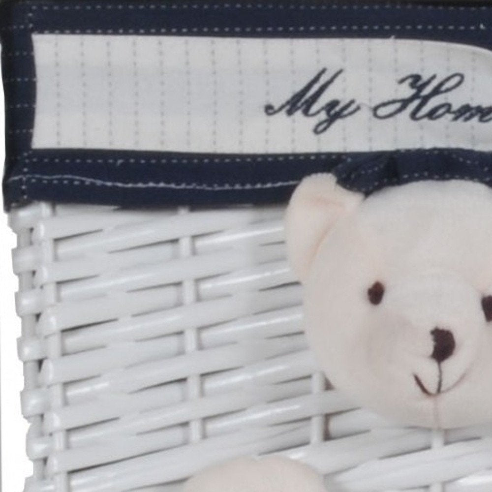 12.5" X 16" X 25" White Blue  Portable 2 Drawers HomeRoots