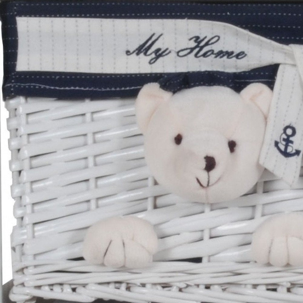 12.5" X 16" X 25" White Blue  Portable 2 Drawers HomeRoots
