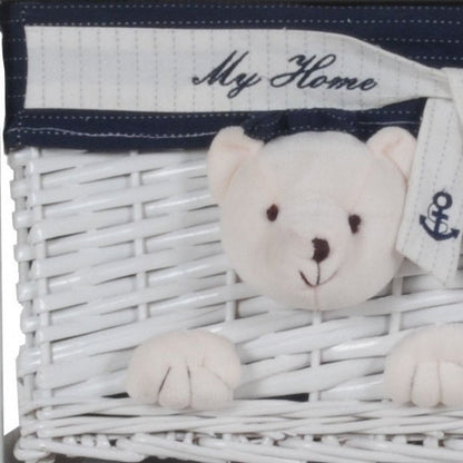 12.5" X 16" X 25" White Blue  Portable 2 Drawers HomeRoots