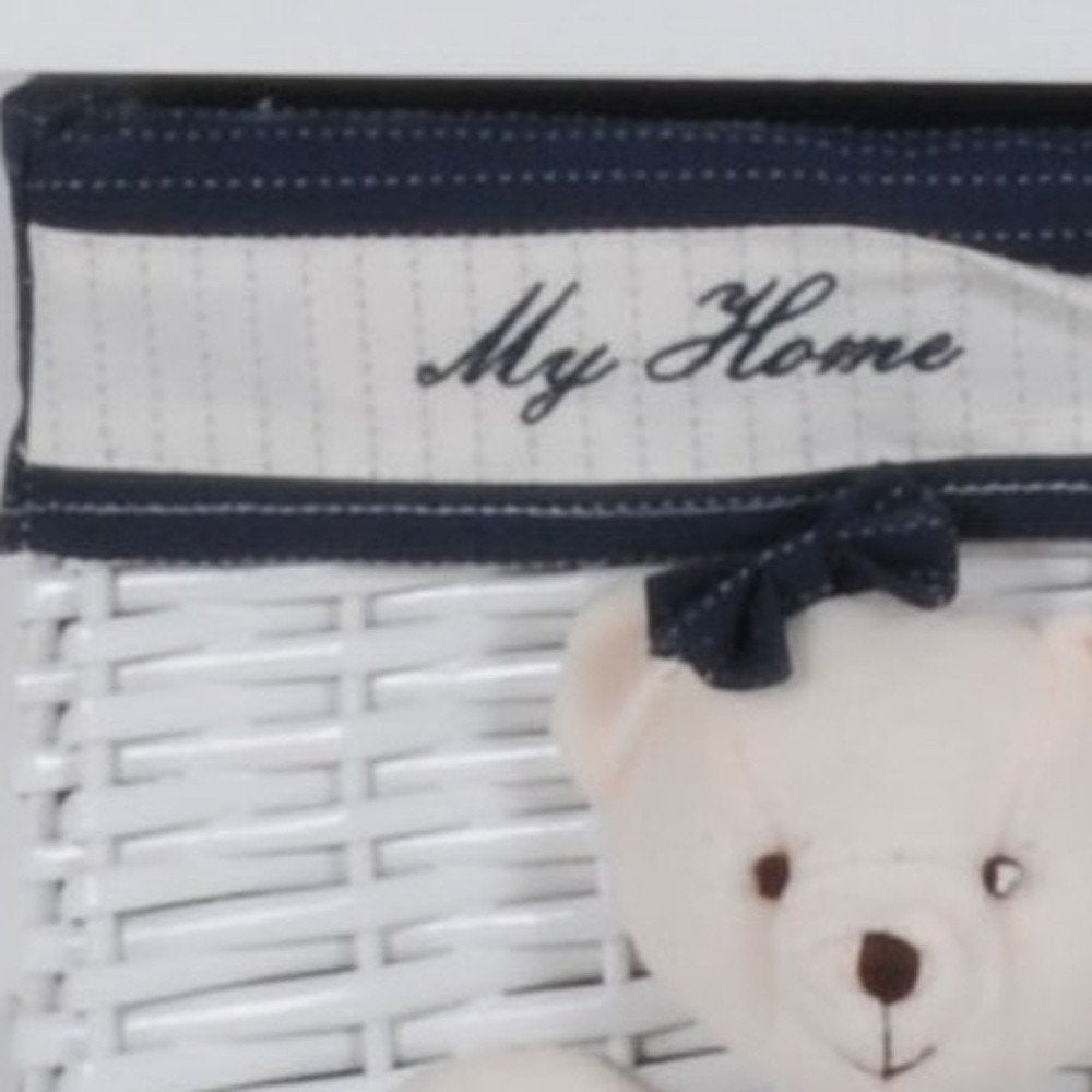 12.5" X 16" X 35.5" White Blue  Portable 3 Drawers HomeRoots