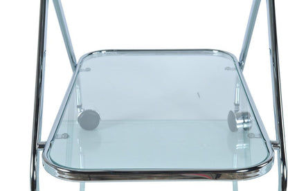26" Silver Metal and Glass Rolling Bar Cart HomeRoots