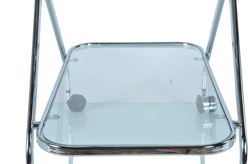 26" Silver Metal and Glass Rolling Bar Cart HomeRoots