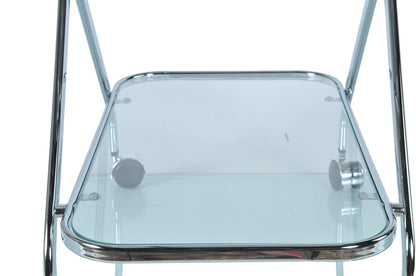 26" Silver Metal and Glass Rolling Bar Cart HomeRoots