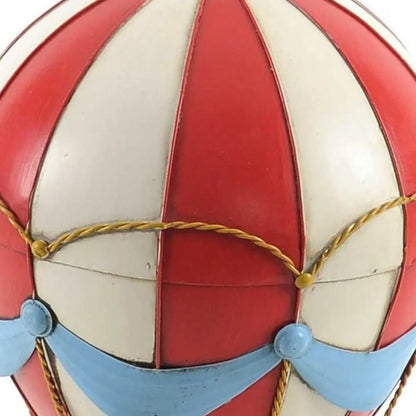 15" Red And White Metal Hand Painted Hot Air Balloon Tabletop Sculpture HomeRoots