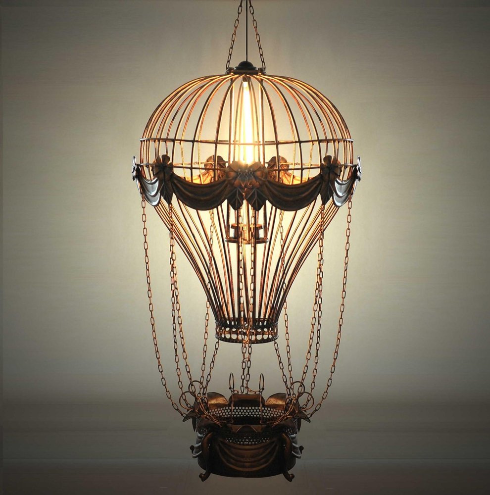 23" x 23" x 41" Vintage Hot Air Balloon Pendant — view 3
