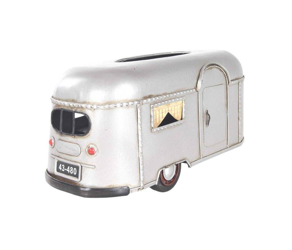 5" Silver Metal Hand Painted Decorative Tissue Box — view 3