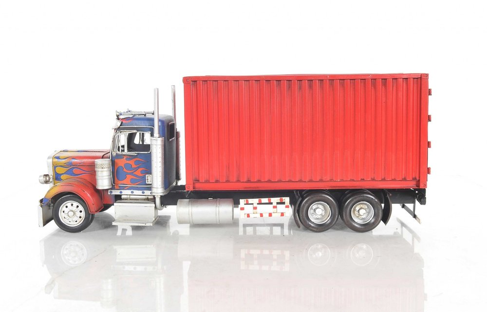 8" Blue And Red Metal Hand Painted Model Car Tabletop Sculpture HomeRoots