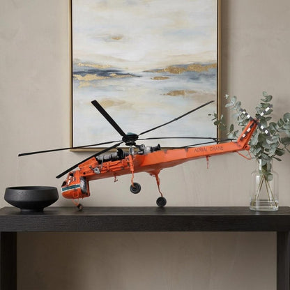 12" Orange Metal Hand Painted Model Airplane Tabletop Sculpture HomeRoots