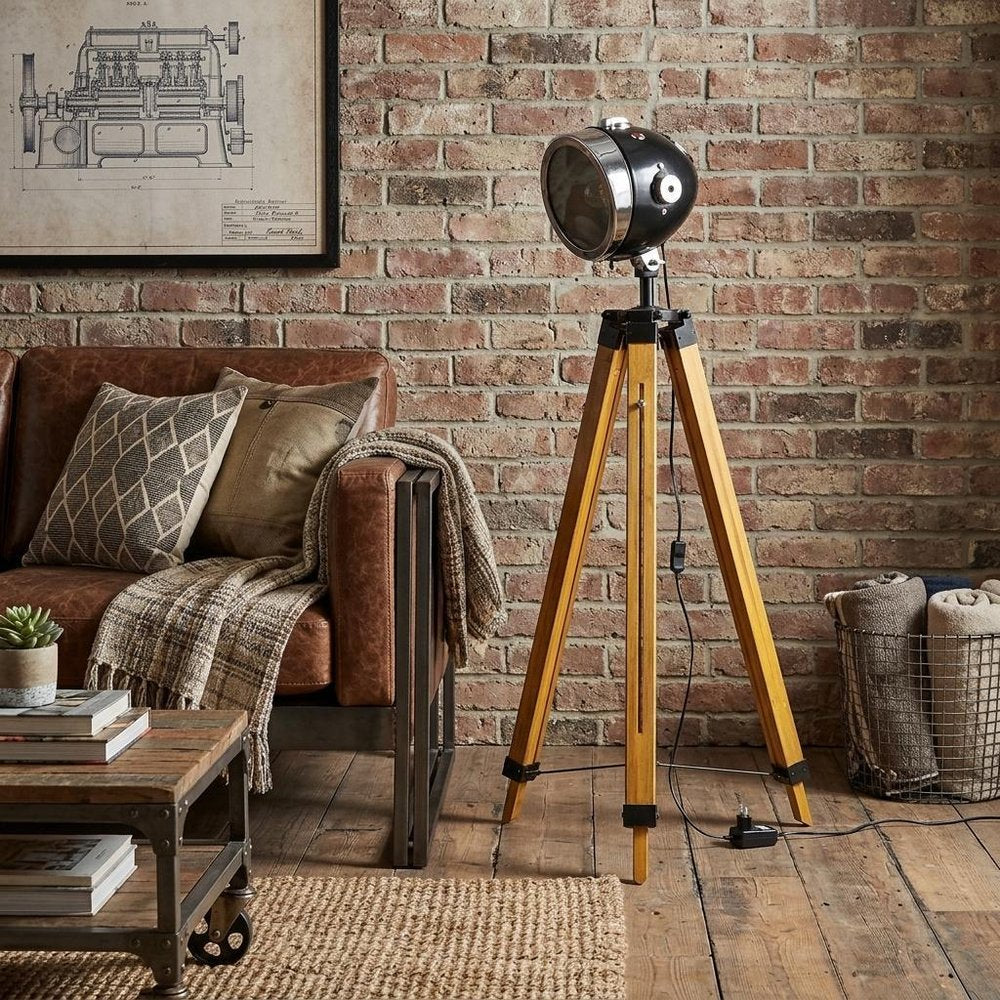 35" Brown Tripod Floor Lamp With Cone HomeRoots
