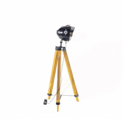 35" Brown Tripod Floor Lamp With Cone