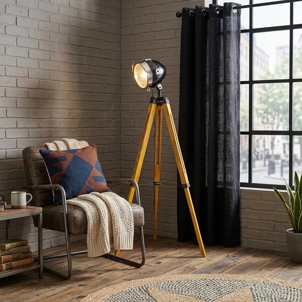 35" Brown Tripod Floor Lamp With Cone HomeRoots